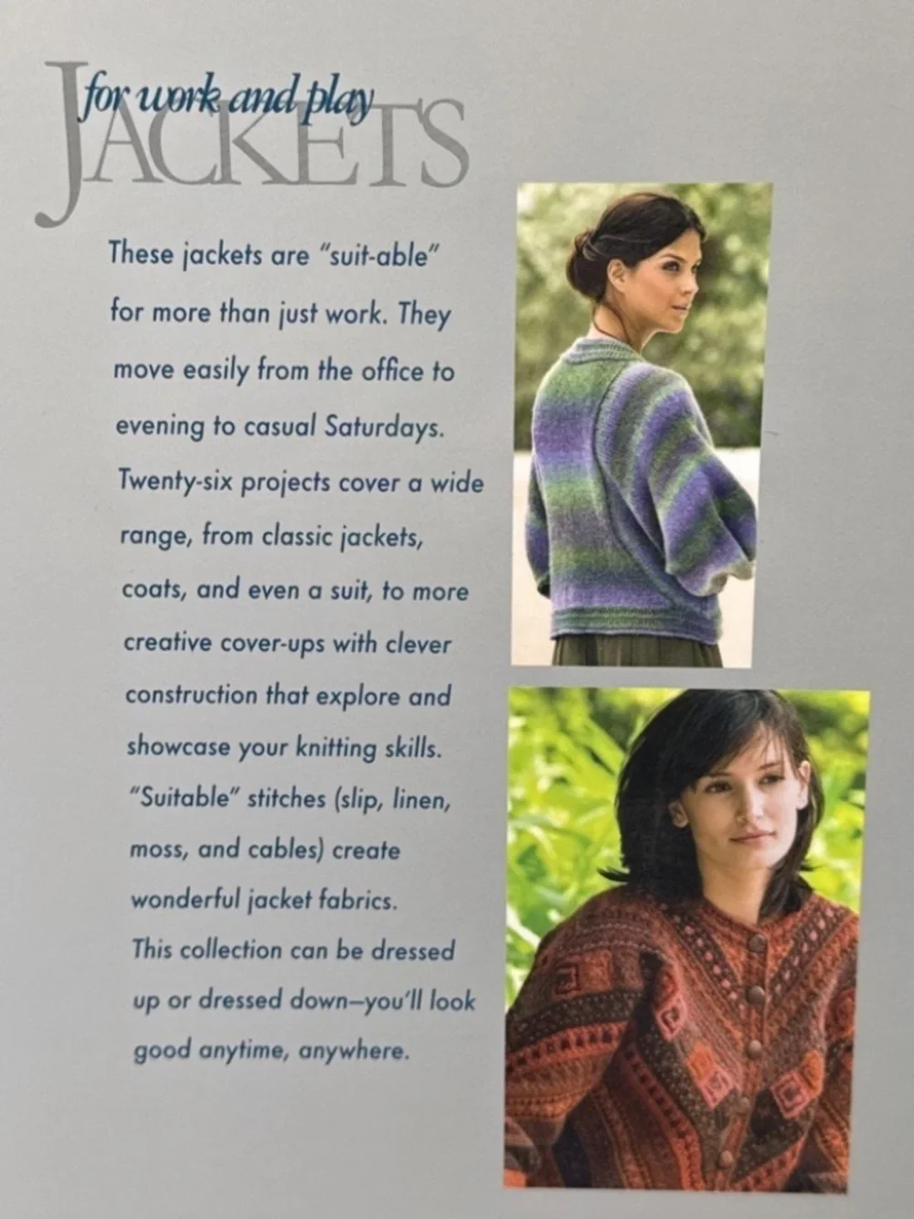 Jackets to Knit for Work & Play ~ Vintage Softcover Knitting Pattern Book 2006